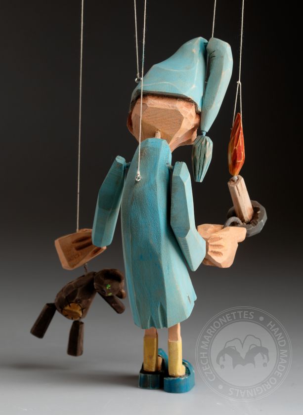 Sleepy - Marionnette tchèque sculptée à la main en bois