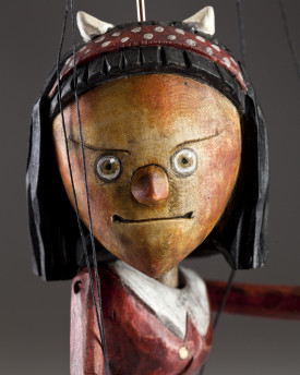 Superstar Devil lady - a hand carved string puppet with an original look