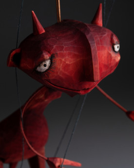 Shameless devil - wooden hand-carved marionette