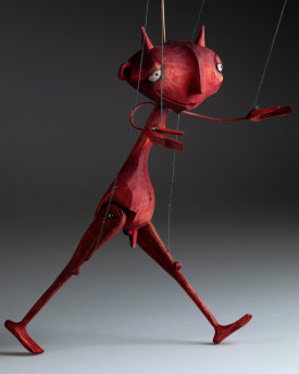 Shameless devil - wooden hand-carved marionette