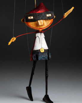 Superman - wooden hand-carved marionette