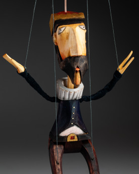 Youthful king - wooden hand-carved marionette