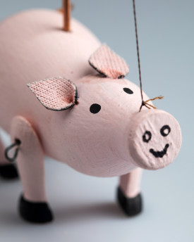 Schwein - Mini Marionette aus Holz