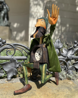 The Clock Man - Wooden Hand-carved Marionette