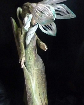 Fée Fleur - Marionnette en bois sculptée à la main