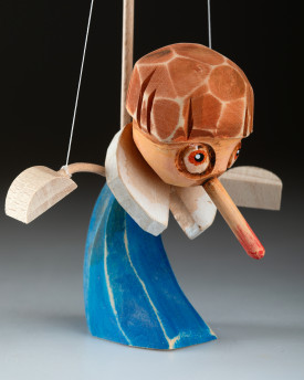 Pinocchio – Marionnette en bois sculptée à la main en position debout