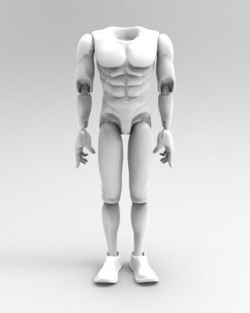 Modelo 3D del cuerpo de un hombre atlético para impresión 3D para marioneta de aproximadamente 60 cm