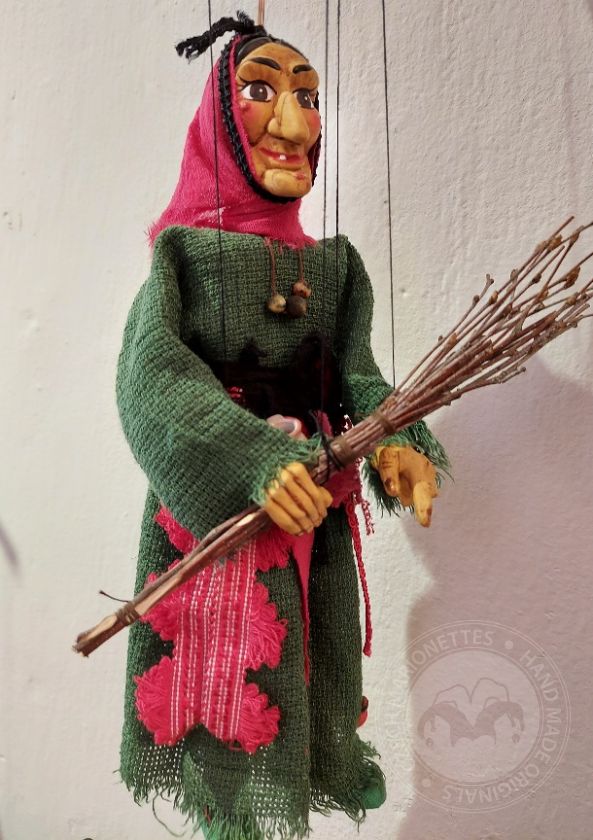 Small Witch Puppet with a wicker broom