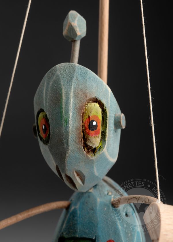 Robot - Marionetta in piedi in legno intagliato a mano
