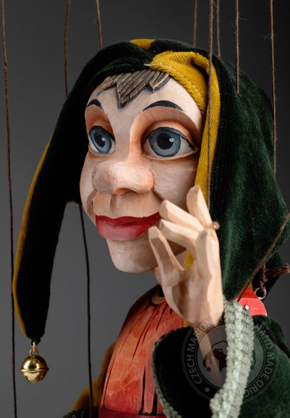 Jolly Jester - Hand-carved Marionette