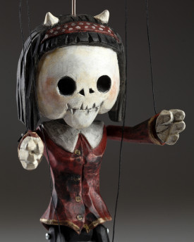 Squelette de superstar comme un dame diable - une marionnette en bois au look original