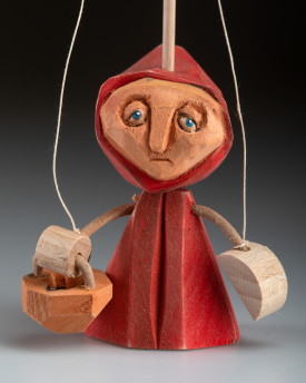 Rotkäppchen - Handgeschnitzte Holzmarionette im Stehen