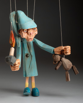 Sleepy – handgeschnitzte tschechische Marionette aus Holz