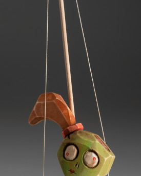 Zombie Girl - Marionnette debout en bois sculptée à la main