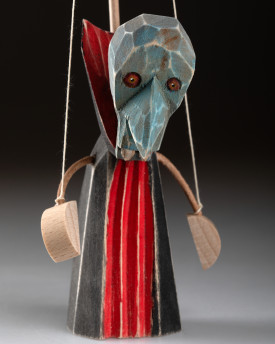 Dracula – Handgeschnitzte Holzmarionette in stehender Position