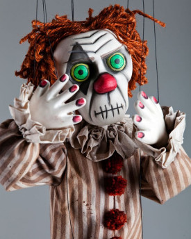 Der gespenstische Klaun - eine Marionette aus Holz